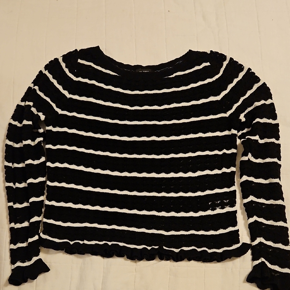 4/$10 Halogen Black and White Striped Sweater (3 For $10)